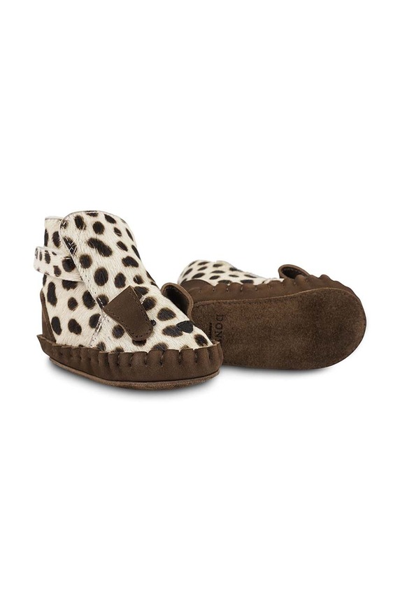 Δερμάτινα βρεφικά παπούτσια Donsje Kapi Exclusive Booties Dalmatian ελαφρώς μονωμένα καφέ 1028120.