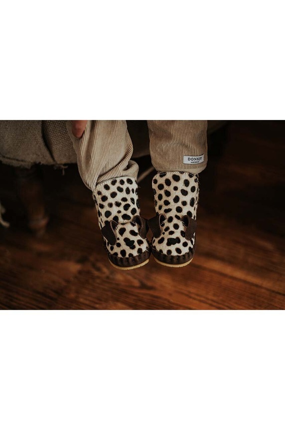 Δερμάτινα βρεφικά παπούτσια Donsje Kapi Exclusive Booties Dalmatian 1028120. καφέ