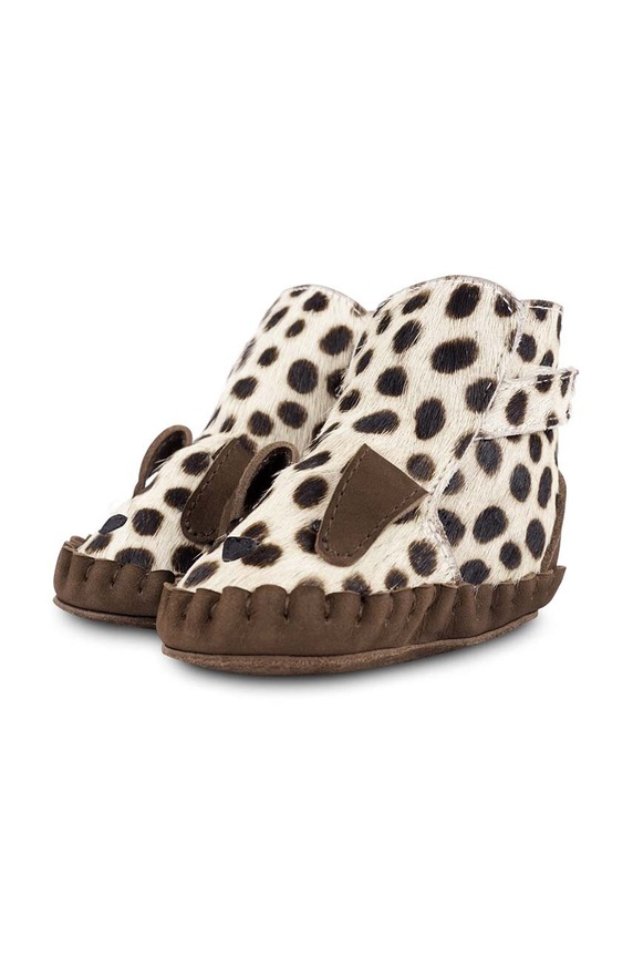 Δερμάτινα βρεφικά παπούτσια Donsje Kapi Exclusive Booties Dalmatian 1028120. καφέ AW24