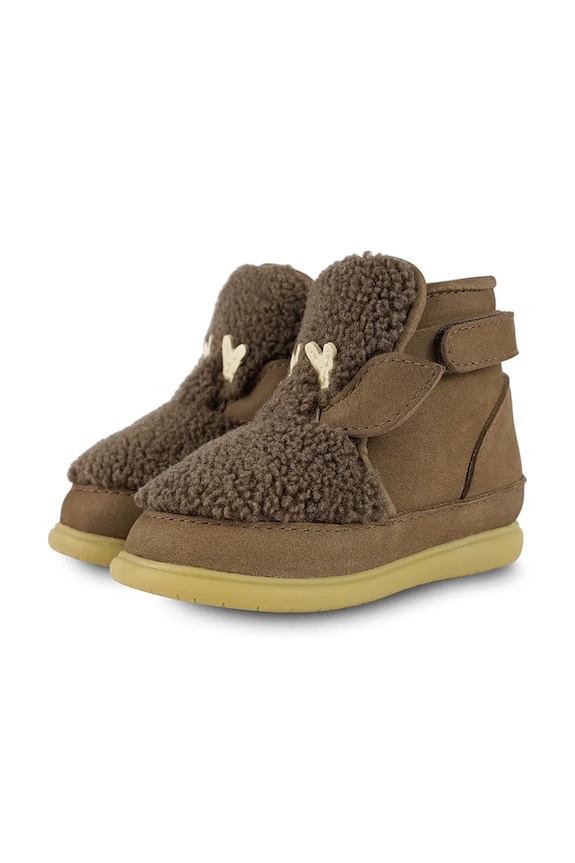 Chłopiec Donsje buty zimowe zamszowe dziecięce Roumi Shoes Stag 1500905. brązowy