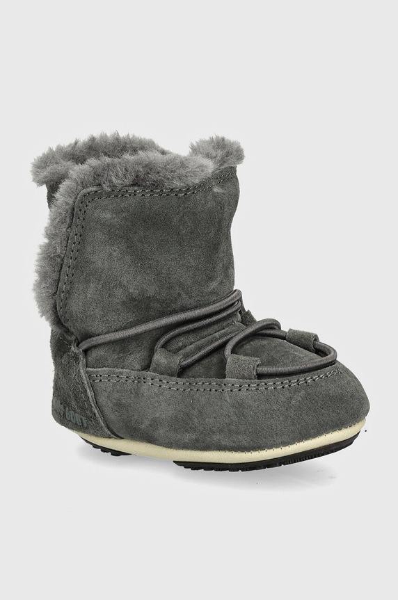 Moon Boot gyerek hócipő velúrból CRIB SUEDE velúr bőr szürke 80D3401030