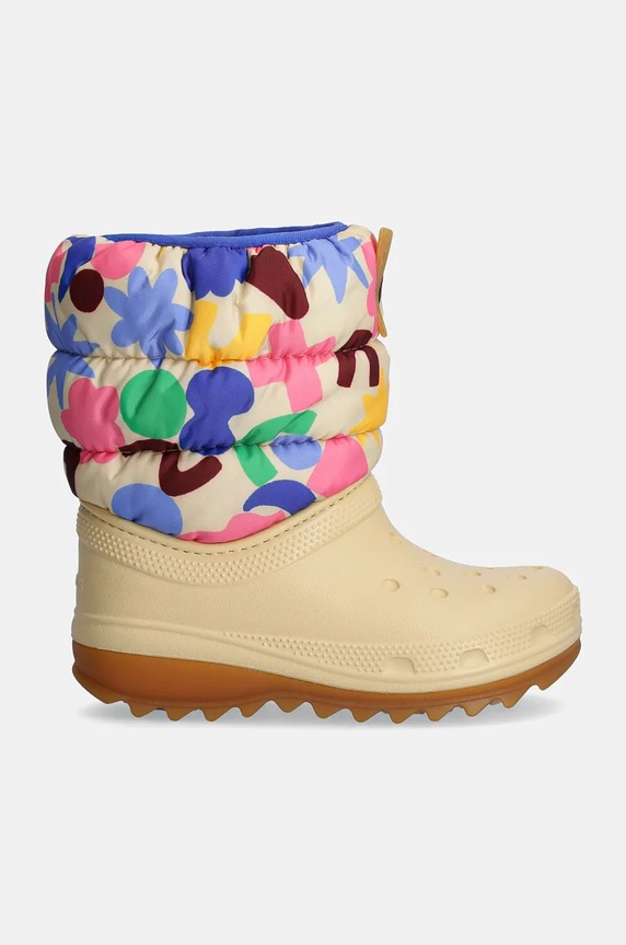 Crocs gyerek hótaposó CLASSIC NEO PUFF GEO SHAPES BOOT 210410.CLASSIC.NEO.PUFF bézs AW24