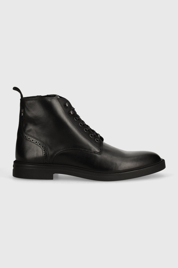 BOSS bőr bakancs Calev 50523023.001 fekete AW24