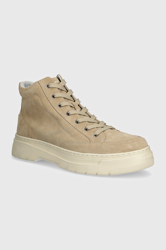 HUGO sneakersy zamszowe Urian wysoka beżowy 50522959.269