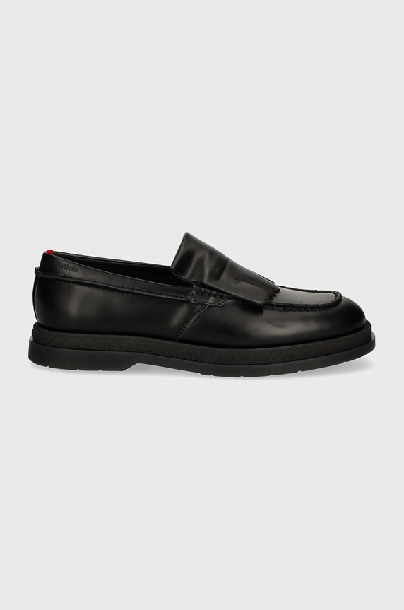 HUGO mokasyny skórzane Chaol 50522977.001 czarny AW24
