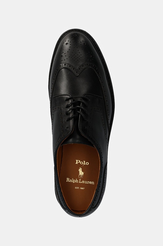 Polo Ralph Lauren scarpe in pelle Asher Wgtip nero 803955640002.001