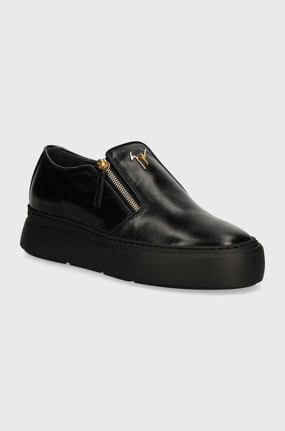 Usnjeni polškornji Giuseppe Zanotti Alec Zrnato usnje črna EU40010.013