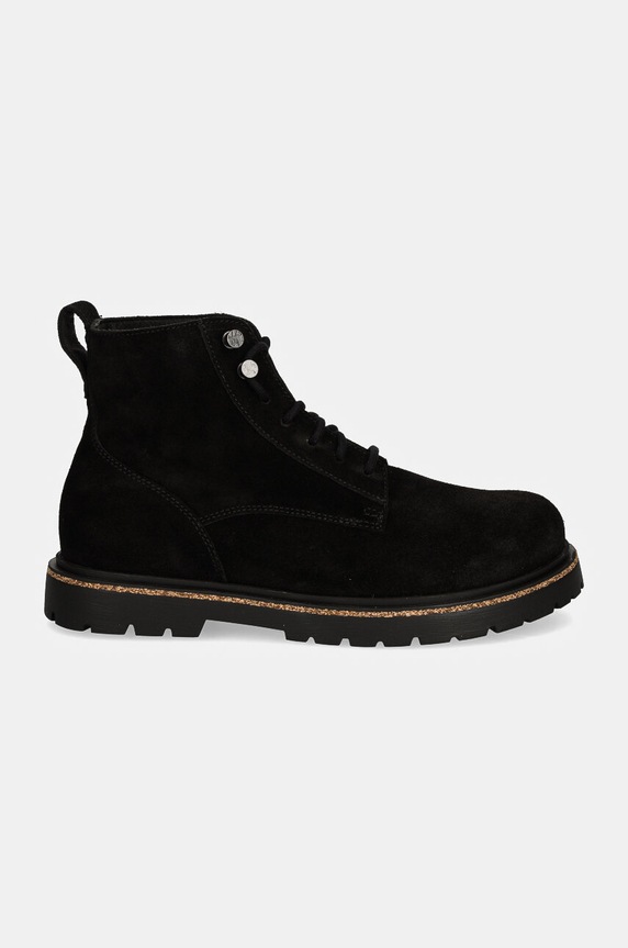 Birkenstock pantofi bărbați din piele întoarsă 1028911 negru AW24