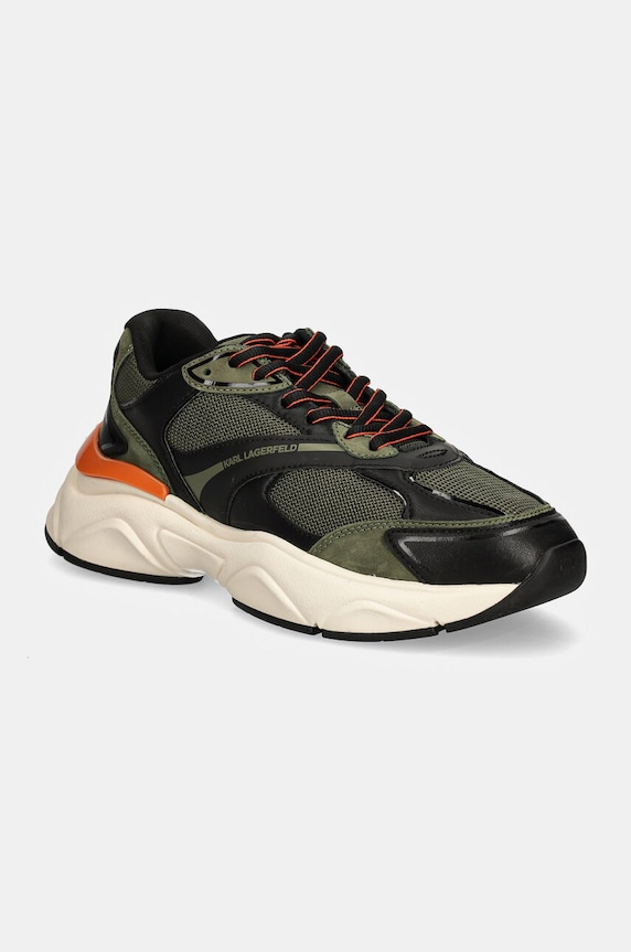 Karl Lagerfeld sneakers KOMET piele întoarsă verde KL56524.40K