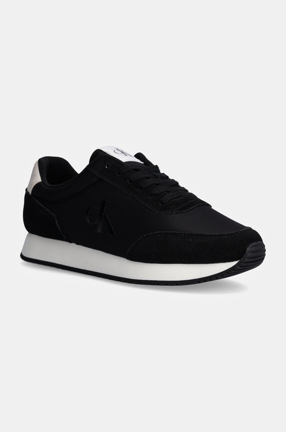 Sneakers Calvin Klein Jeans RETRO RUNNER ICONIC SNK δέρμα σαμουά μαύρο YM0YM01119