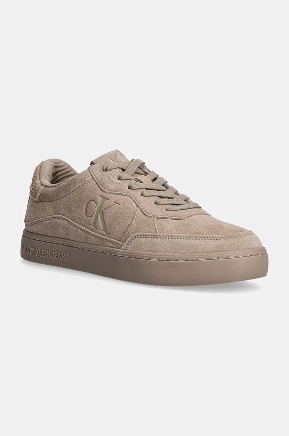 Σουέτ sneakers Calvin Klein Jeans CLASSIC CUPSOLE ICONIC SNK μικρό καφέ YM0YM01094