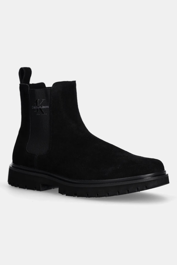 Calvin Klein Jeans sztyblety skórzane EVA BOOT MID CHELSEA ICONIC DR nieocieplane czarny YM0YM01080