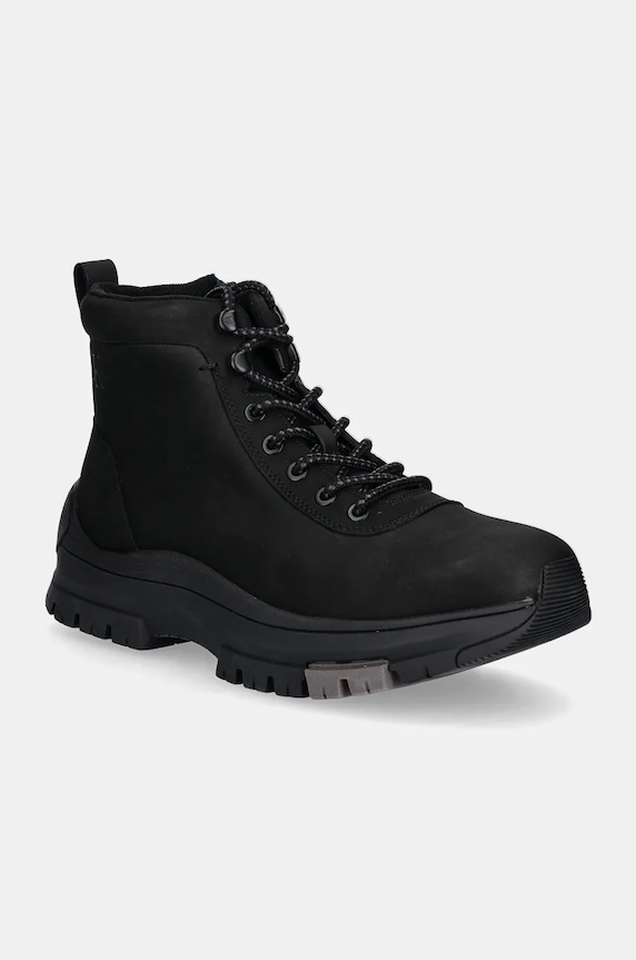 Кожени туристически обувки Calvin Klein Jeans HYBRID WP BOOT LACEUP REBELLIOUS без изолация черен YM0YM01077