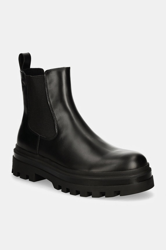 Calvin Klein Jeans ghete chelsea de piele LUGGED CHELSEA BOOT LTH casual negru YM0YM01069