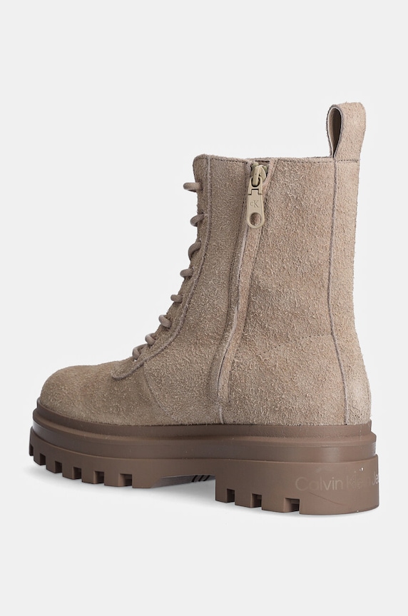 Obuv Semišové členkové topánky Calvin Klein Jeans LUGGED LACE ZIP BOOT OXF HR SU YM0YM01068 béžová