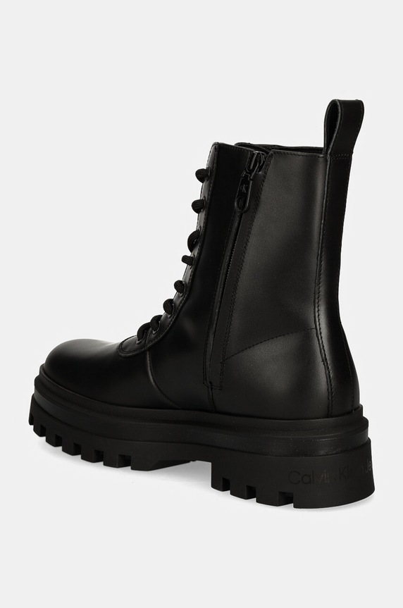 Obuv Kožené členkové topánky Calvin Klein Jeans LUGGED LACE ZIP BOOT OXF LTH YM0YM01066 čierna