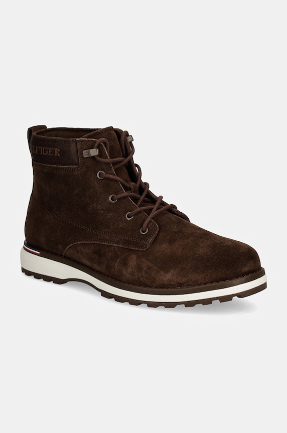 Tommy Hilfiger buty zamszowe CORPORATE OUTDOOR SUEDE BOOT skóra zamszowa brązowy FM0FM05147