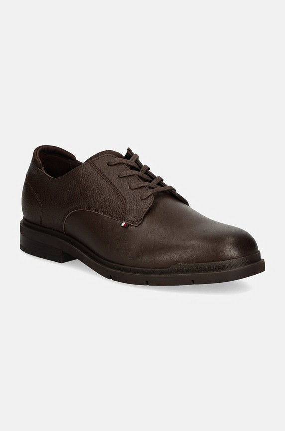 Kožne cipele Tommy Hilfiger FLEXIBLE HILFIGER MIX LTH SHOE večernje smeđa FM0FM05164