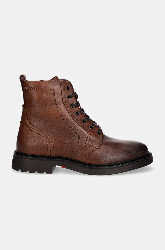Tommy Hilfiger buty skórzane HILFIGER COMFORT LWT LTH BOOT FM0FM05183 brązowy AW24