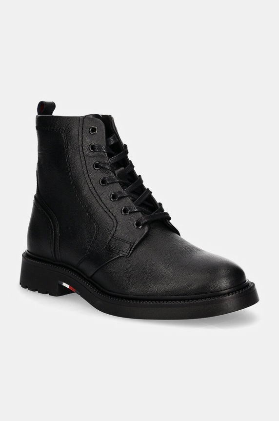 Tommy Hilfiger buty skórzane HILFIGER COMFORT LWT LTH BOOT skóra licowa czarny FM0FM05183