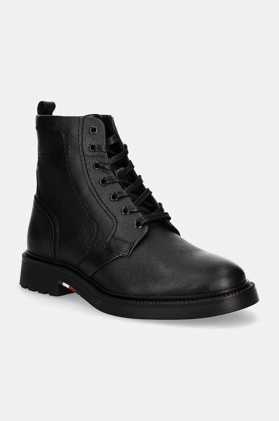 Tommy Hilfiger buty skórzane HILFIGER COMFORT LWT LTH BOOT skóra licowa czarny FM0FM05183
