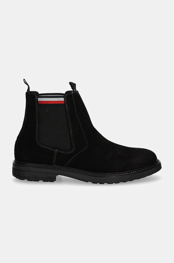 Tommy Hilfiger magasszárú cipő velúrból HILIFGER OUTDOOR SUEDE CHELSEA FM0FM05191 fekete NC24