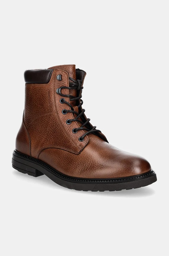 Kožne cipele Tommy Hilfiger HILFIGER OUTDOOR WARM LTH BOOT zrnata koža smeđa FM0FM05192