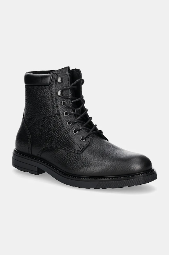 Kožená obuv Tommy Hilfiger HILFIGER OUTDOOR WARM LTH BOOT jemné zateplenie čierna FM0FM05192