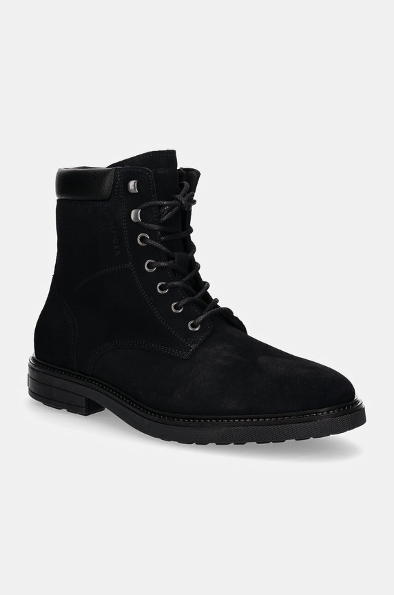Tommy Hilfiger botine de piele întoarsă HILFIGER OUTDOOR SUEDE BOOT casual bleumarin FM0FM05193