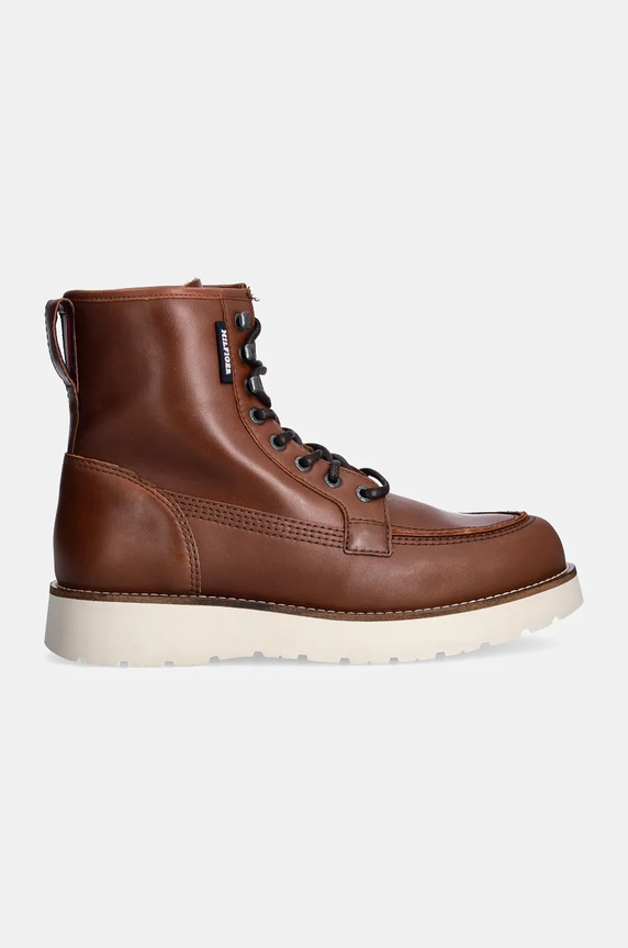 Tommy Hilfiger buty skórzane TH AMERICAN PREM CHECK LTH BOOT FM0FM05194 brązowy NC24