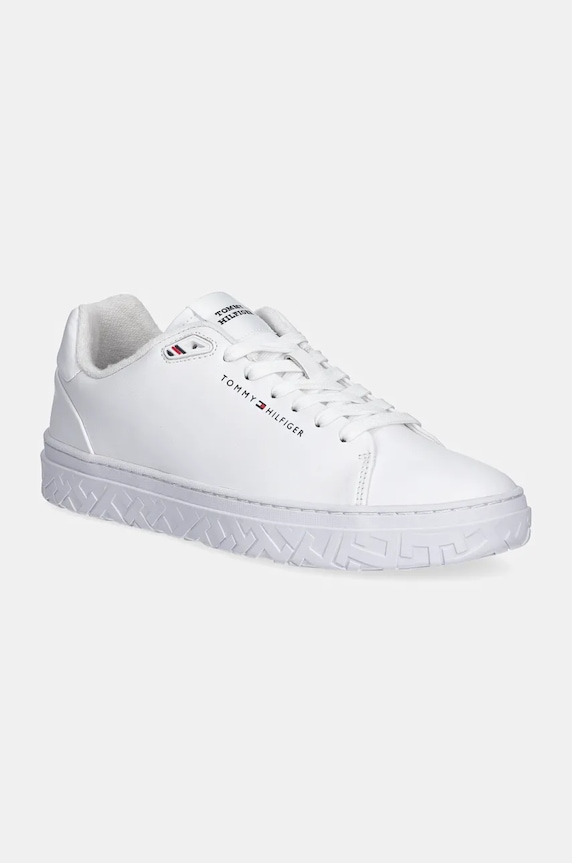 Tommy Hilfiger sneakersy skórzane COURT THICK CUPSOLE LEATHER niska biały FM0FM05208