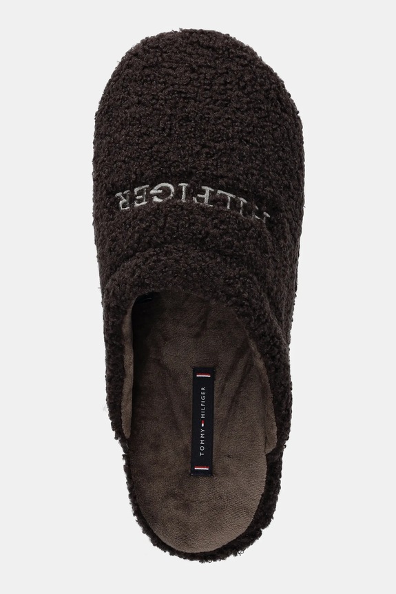 Kućne papuče Tommy Hilfiger HILFIGER WARM CURLY HOUSE SHOE smeđa FM0FM05226