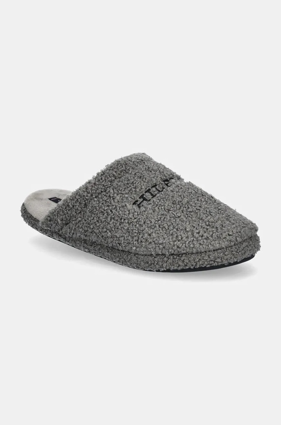 Tommy Hilfiger kapcie HILFIGER WARM CURLY HOUSE SHOE szary FM0FM05226