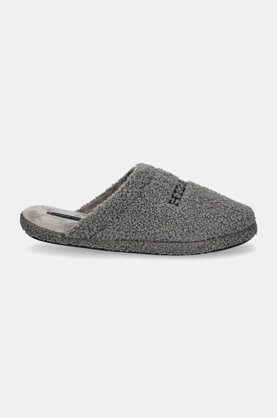 Tommy Hilfiger kapcie HILFIGER WARM CURLY HOUSE SHOE FM0FM05226 szary AW24