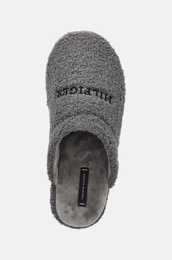 Tommy Hilfiger kapcie HILFIGER WARM CURLY HOUSE SHOE szary FM0FM05226