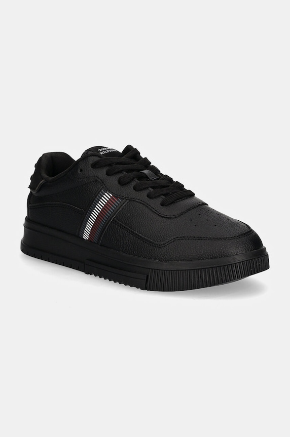 Sneakers Tommy Hilfiger SUPERCUP STRIPES TUMBLED LTH μικρό μαύρο FM0FM05300