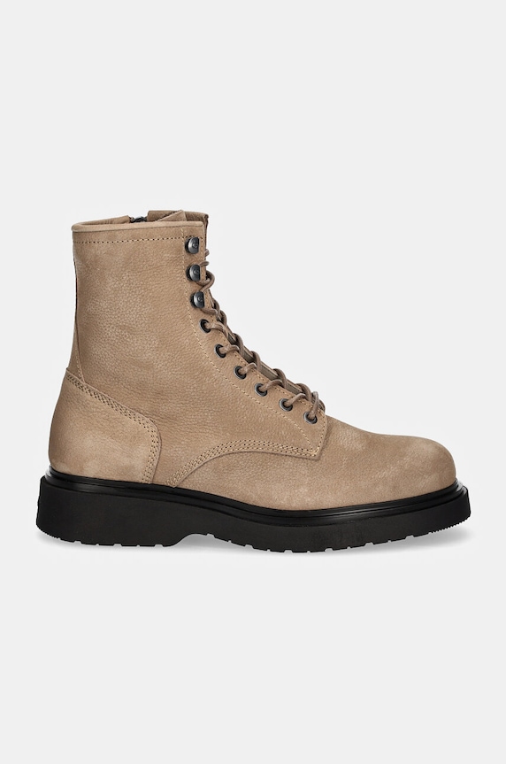 Calvin Klein buty zamszowe LACE UP BOOT W/ ZIP SUEDE HM0HM01576 beżowy NC24