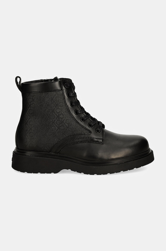 Calvin Klein bocanci de piele LACE UP BOOT W/ ZIP MONO HM0HM01580 negru AW24