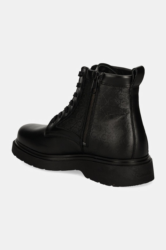 Încălțăminte Calvin Klein bocanci de piele LACE UP BOOT W/ ZIP MONO HM0HM01580 negru