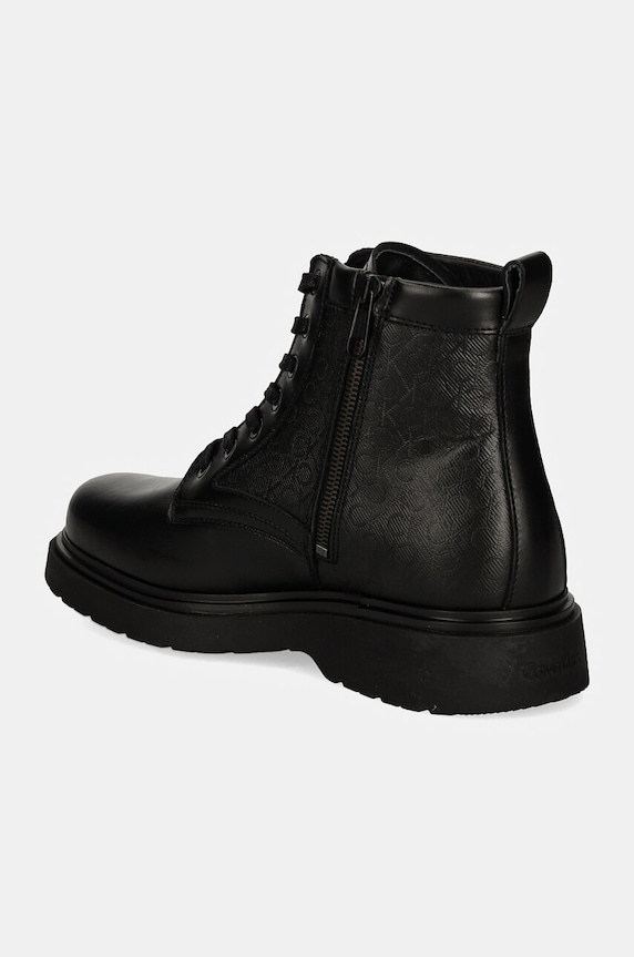 Încălțăminte Calvin Klein bocanci de piele LACE UP BOOT W/ ZIP MONO HM0HM01580 negru