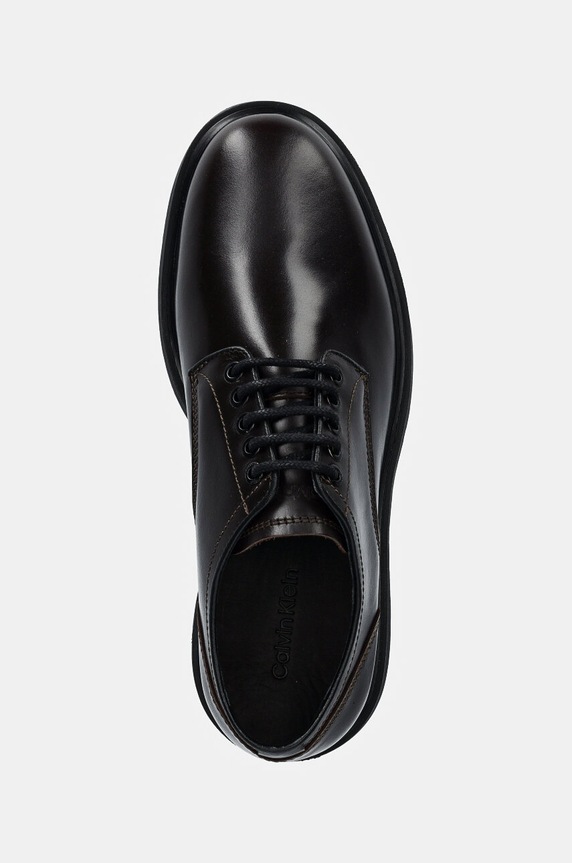 Calvin Klein półbuty skórzane DERBY LTH brązowy HM0HM01574