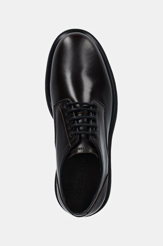 Calvin Klein półbuty skórzane DERBY LTH brązowy HM0HM01574