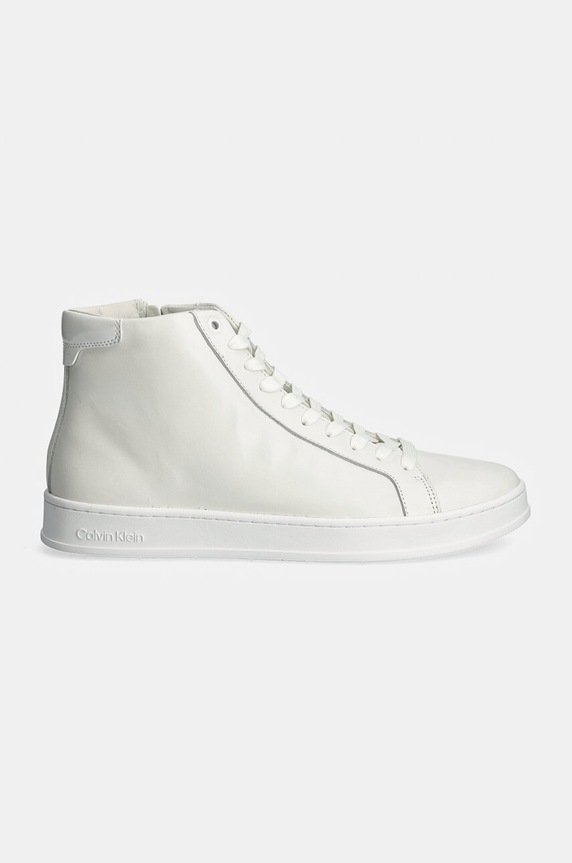 Calvin Klein sneakersy skórzane HIGH TOP LACE UP HM0HM01547 biały AW24