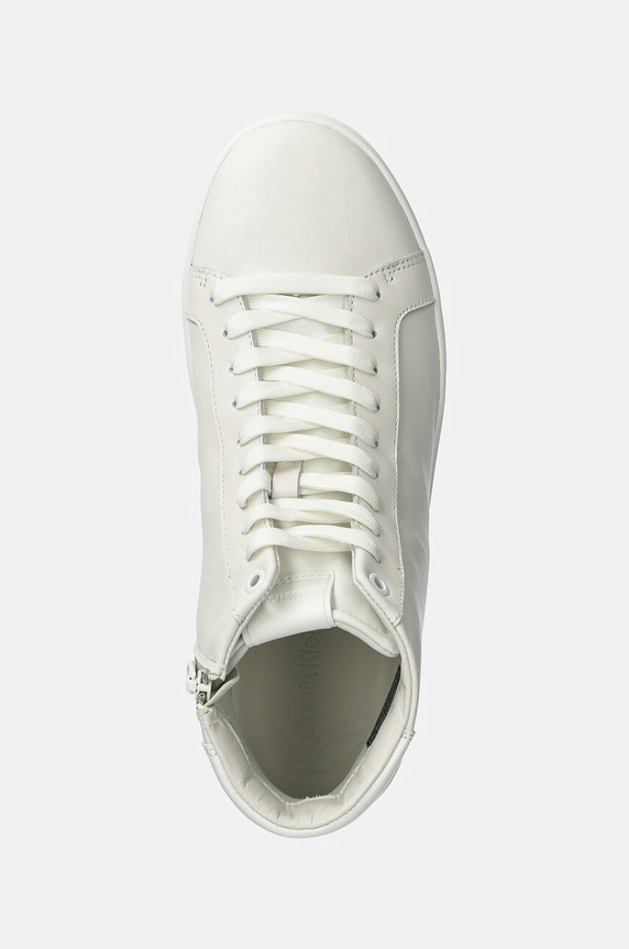 Calvin Klein sneakersy skórzane HIGH TOP LACE UP biały HM0HM01547