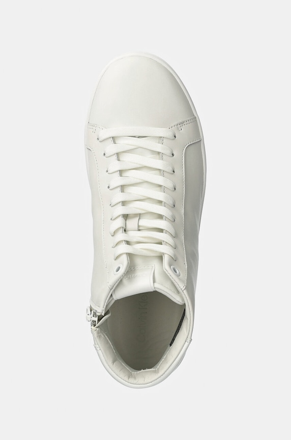 Calvin Klein sneakersy skórzane HIGH TOP LACE UP biały HM0HM01547