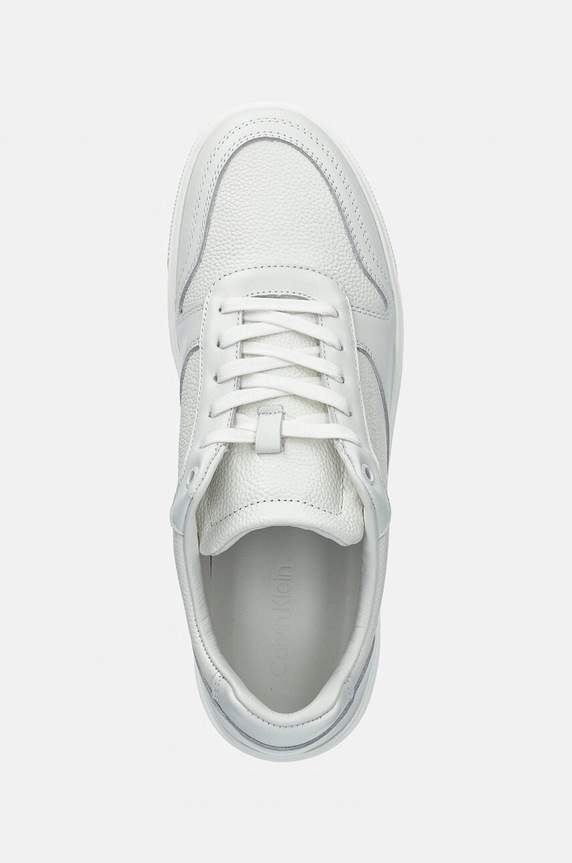Kožené tenisky Calvin Klein LOW TOP LACE UP BSKT LTH biela HM0HM01624