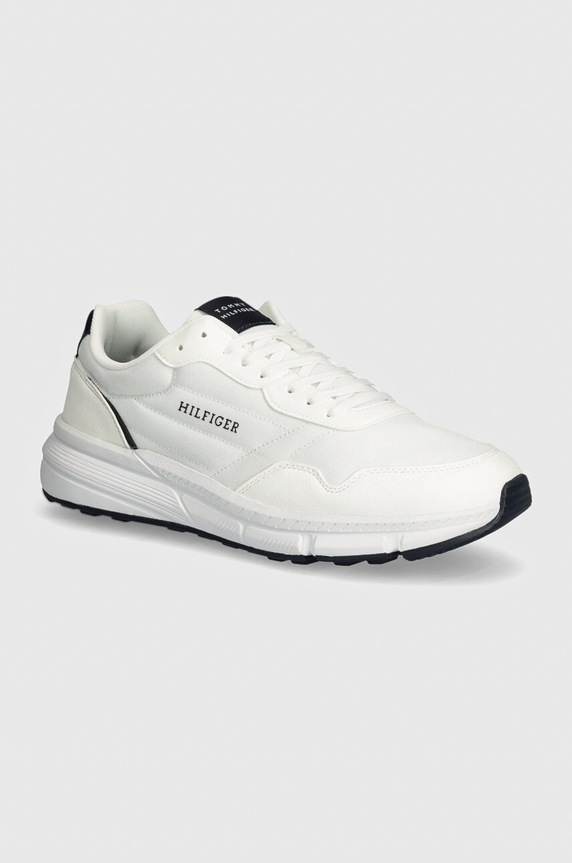 Tommy Hilfiger sneakers FASTON MIX ESS imitatie de piele intoarsa alb FM0FM05141