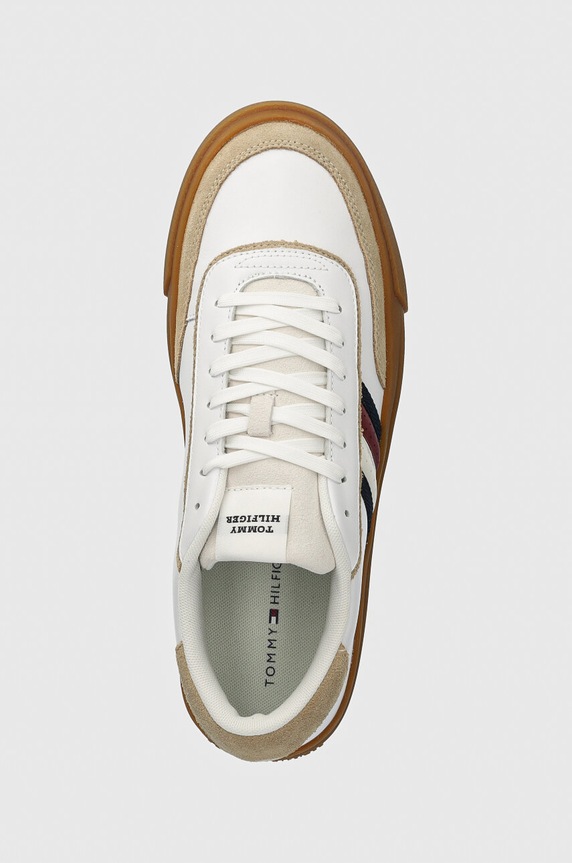 Tommy Hilfiger bőr sportcipő TH CUPSET 1A2 LTH MIX fehér FM0FM05118