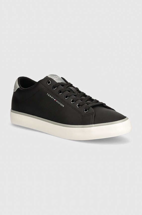Sneakers boty Tommy Hilfiger TH HI VULC LOW CORE SEASONAL přírodní kůže černá FM0FM05110