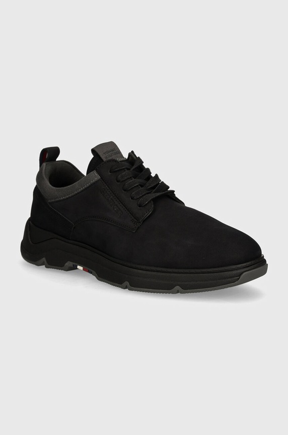 Semišové sneakers boty Tommy Hilfiger HILFIGER NUBUCK MIX HYBRID SHOE nízký černá FM0FM05092
